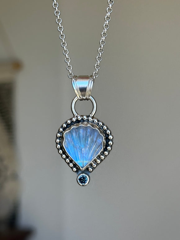 Moonstone Shell Mer~Pendant MTO