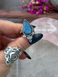 Labradorite Daisy Ring Size M1/2~N