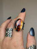 Montana Agate Deco Wide Band Ring Size S~T