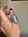 Peachy Moonstone Rena Wide Band Ring U.K. S~T