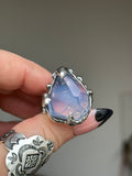 Lavender Moon Quartz Molten Claw Ring Size R1/2~S