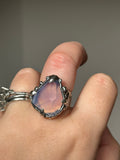 Lavender Moon Quartz Molten Claw Ring Size R1/2~S