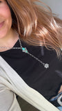 Turquoise Daisy Lariat Drop Necklace