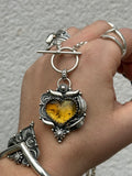 Amber Heart Toggle Chain Necklace