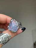 Lavender Moon Quartz Molten Claw Ring Size R1/2~S