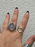 Lavender Moon Quartz Molten Claw Ring Size R1/2~S