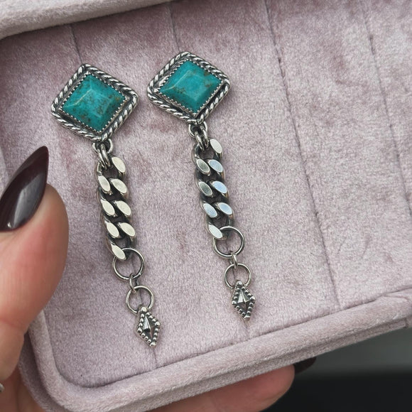 Turquoise Chunky Chain Drop Earrings