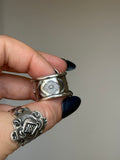 Montana Agate Deco Wide Band Ring Size S~T