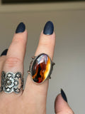 Montana Agate Deco Wide Band Ring Size S~T