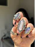 Peachy Moonstone Rena Wide Band Ring U.K. S~T