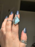 Larimar Stamped Wide Band Ring Size N