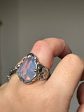 Lavender Moon Quartz Molten Claw Ring Size R1/2~S