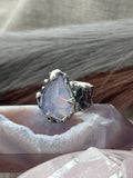 Lavender Moon Quartz Molten Claw Ring Size R1/2~S