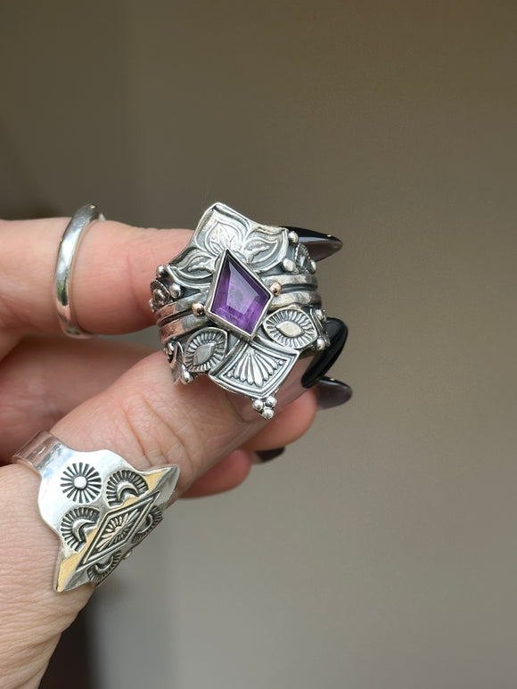 Amethyst Empress Lotus Crown Ring MTO