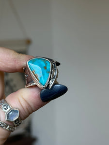 Turquoise Stamped Wide Band Ring