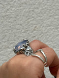 Lavender Moon Quartz Molten Claw Ring Size R1/2~S