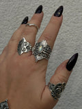 Moonstone Empress Lotus Crown Ring Size V~V1/2