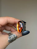 Montana Agate Deco Wide Band Ring Size S~T