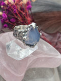 Lavender Moon Quartz Molten Claw Ring Size R1/2~S